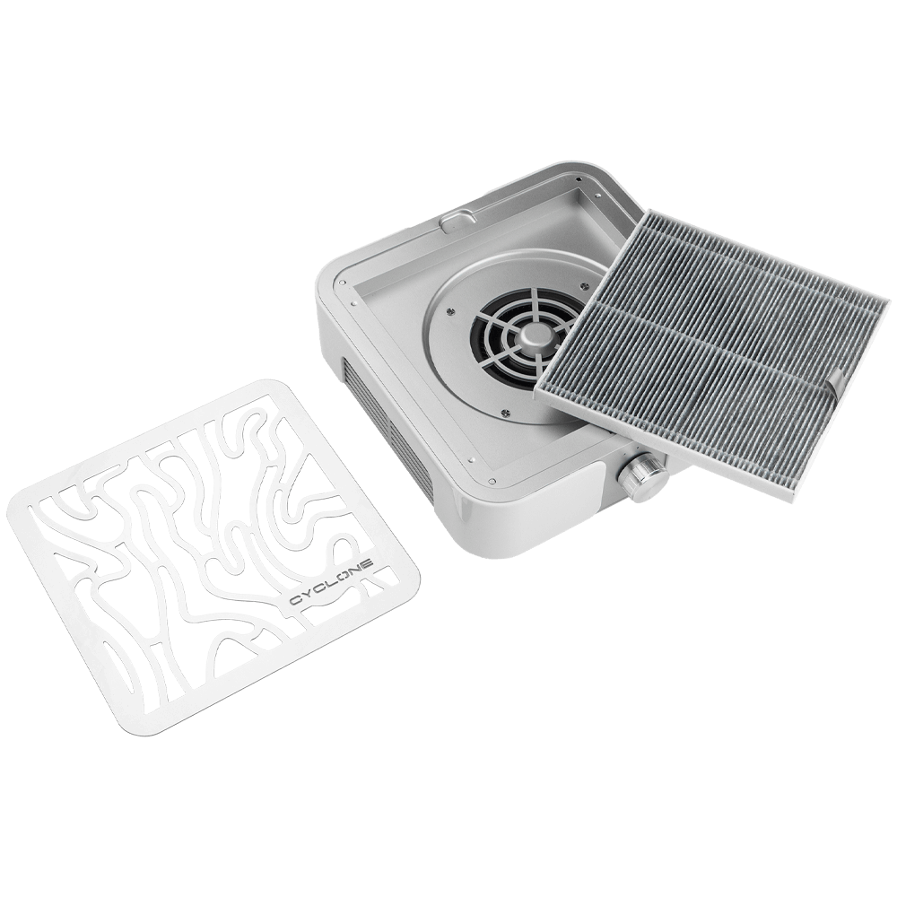 Pochłaniacz CYCLONE X2 SILVER z węglowym filtrem HEPA 72W do manicure i pedicure